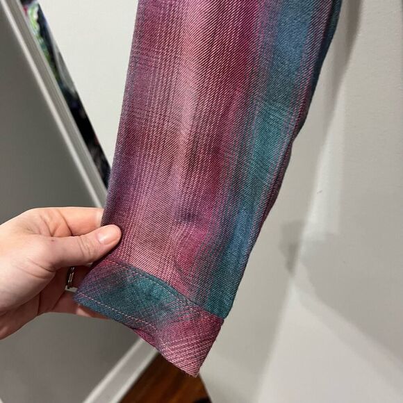 Cloth and stone Red plaid tie back long sleeve blouse top size small - Picture 7 of 7